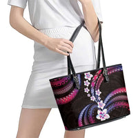 Hawaii Plumeria Leather Tote Bag Sweet Gradient Polynesian Pattern
