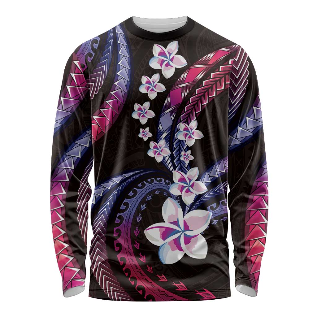Hawaii Plumeria Long Sleeve Shirt Sweet Gradient Polynesian Pattern LT01 Unisex Pink - Polynesian Pride