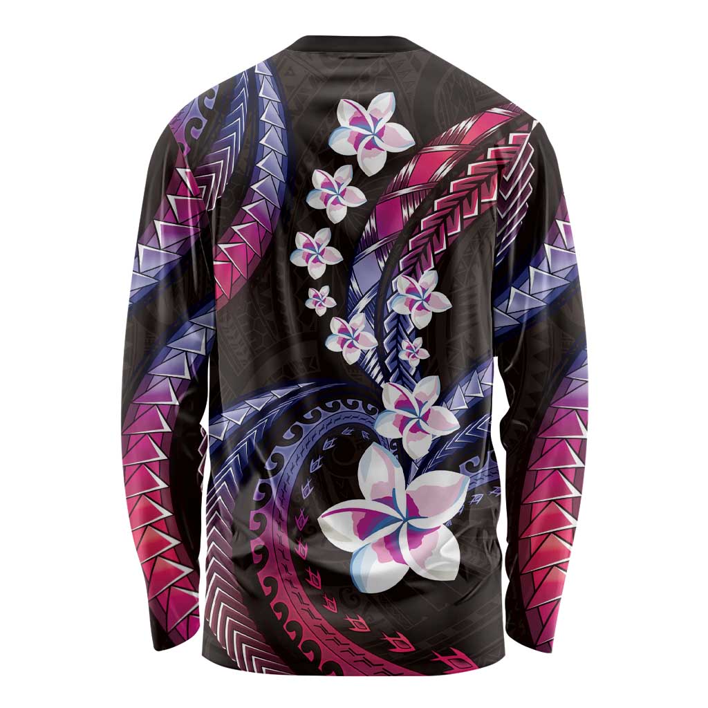 Hawaii Plumeria Long Sleeve Shirt Sweet Gradient Polynesian Pattern LT01 - Polynesian Pride