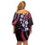 Hawaii Plumeria Off Shoulder Short Dress Sweet Gradient Polynesian Pattern