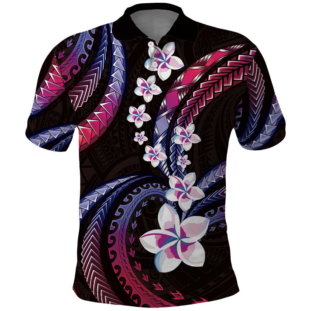 Hawaii Plumeria Polo Shirt Sweet Gradient Polynesian Pattern