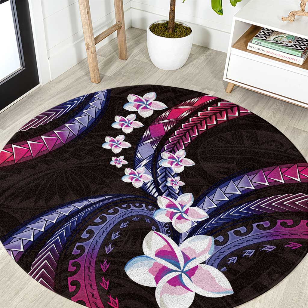 Hawaii Plumeria Round Carpet Sweet Gradient Polynesian Pattern