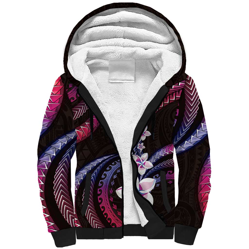 Hawaii Plumeria Sherpa Hoodie Sweet Gradient Polynesian Pattern LT01 Unisex Pink - Polynesian Pride