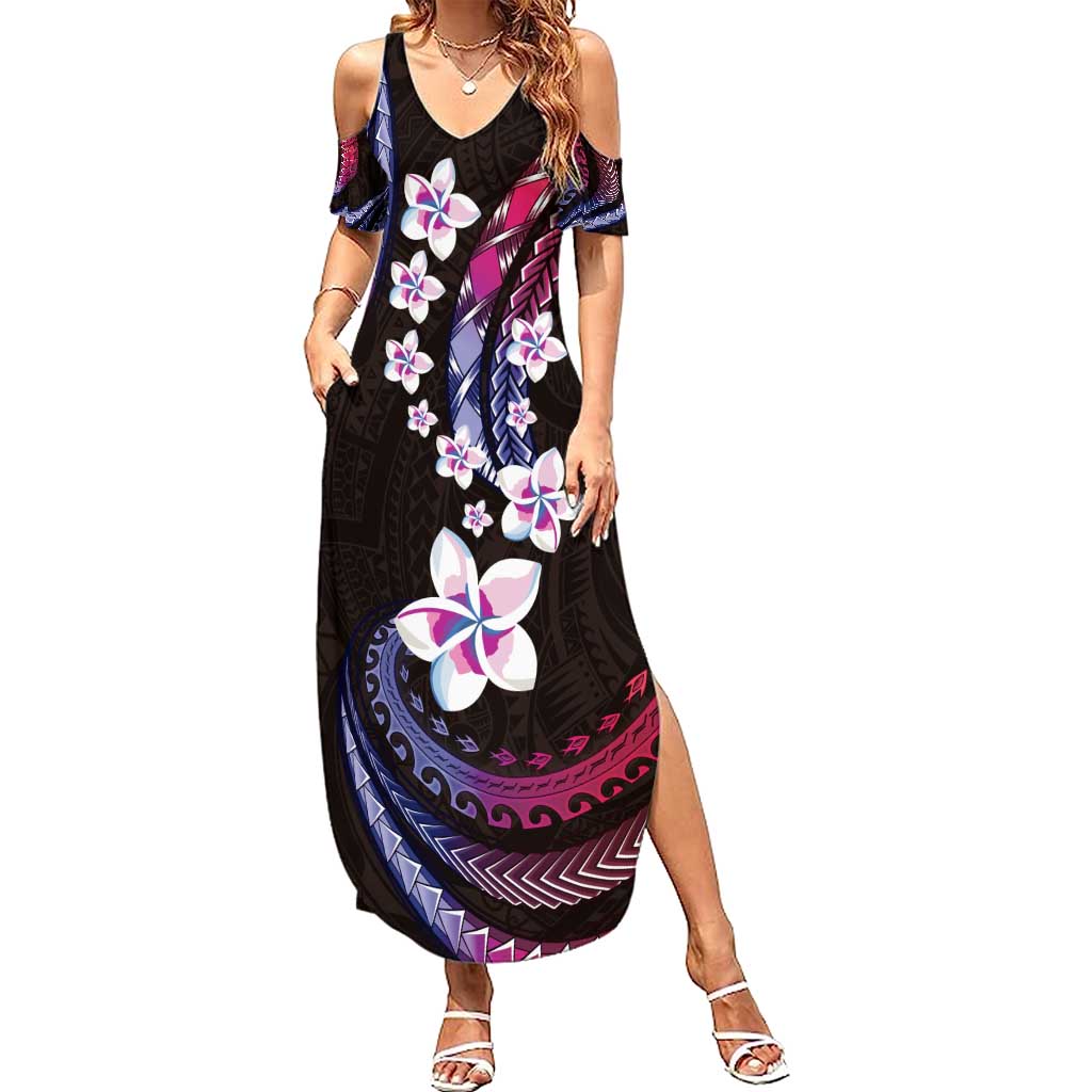 Hawaii Plumeria Summer Maxi Dress Sweet Gradient Polynesian Pattern LT01 Women Pink - Polynesian Pride