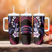 Hawaii Plumeria Tumbler With Handle Sweet Gradient Polynesian Pattern