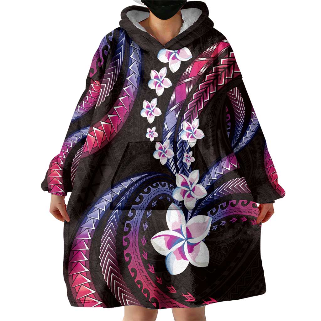 Hawaii Plumeria Wearable Blanket Hoodie Sweet Gradient Polynesian Pattern LT01 - Polynesian Pride