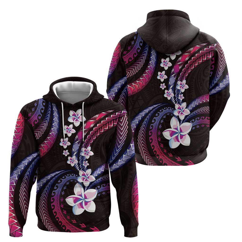 Hawaii Plumeria Zip Hoodie Sweet Gradient Polynesian Pattern
