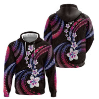 Hawaii Plumeria Zip Hoodie Sweet Gradient Polynesian Pattern