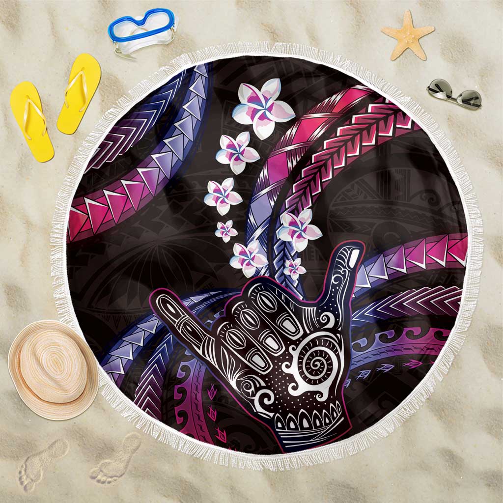 Hawaii Shaka Sign Beach Blanket Fantastic Frangipani Sweet Vibes LT01 One Size 150cm Pink - Polynesian Pride