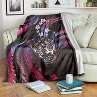 Hawaii Shaka Sign Blanket Fantastic Frangipani Sweet Vibes LT01 Pink - Polynesian Pride