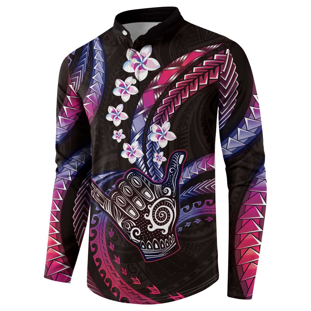 Hawaii Shaka Sign Button Sweatshirt Fantastic Frangipani Sweet Vibes LT01 - Polynesian Pride