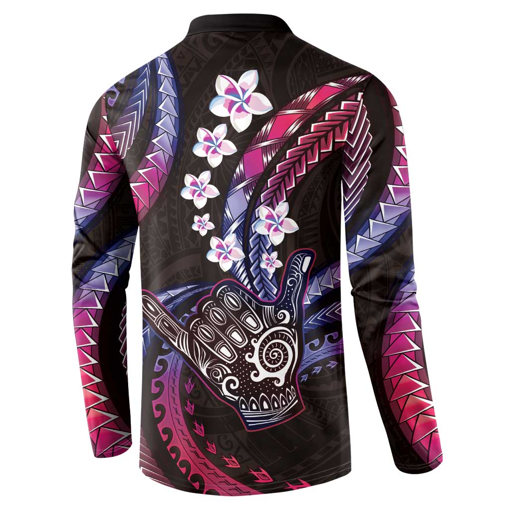 Hawaii Shaka Sign Button Sweatshirt Fantastic Frangipani Sweet Vibes LT01 - Polynesian Pride
