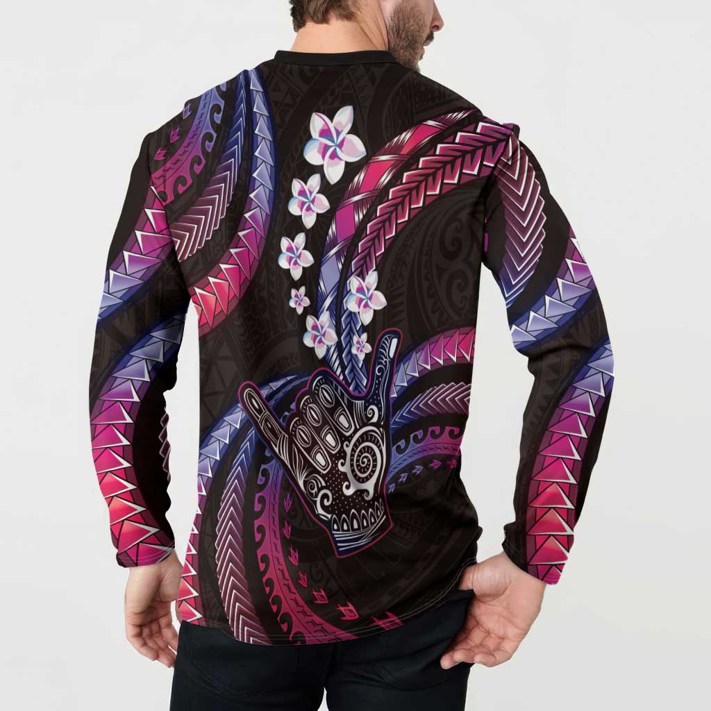 Hawaii Shaka Sign Button Sweatshirt Fantastic Frangipani Sweet Vibes LT01 - Polynesian Pride