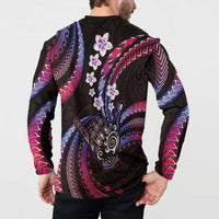 Hawaii Shaka Sign Button Sweatshirt Fantastic Frangipani Sweet Vibes LT01 - Polynesian Pride