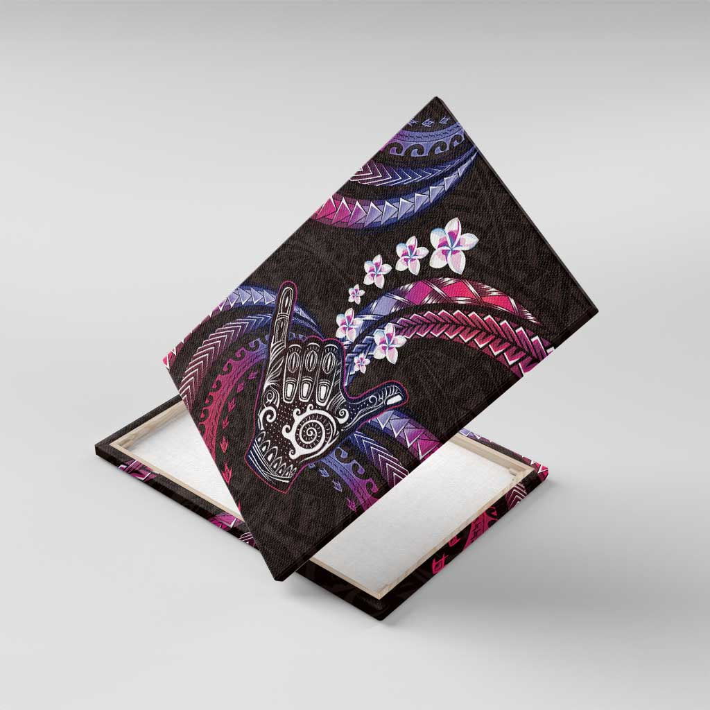 Hawaii Shaka Sign Canvas Wall Art Fantastic Frangipani Sweet Vibes LT01 With Frame Pink - Polynesian Pride