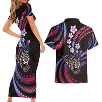 Hawaii Shaka Sign Couples Matching Short Sleeve Bodycon Dress and Hawaiian Shirt Fantastic Frangipani Sweet Vibes LT01 - Polynesian Pride