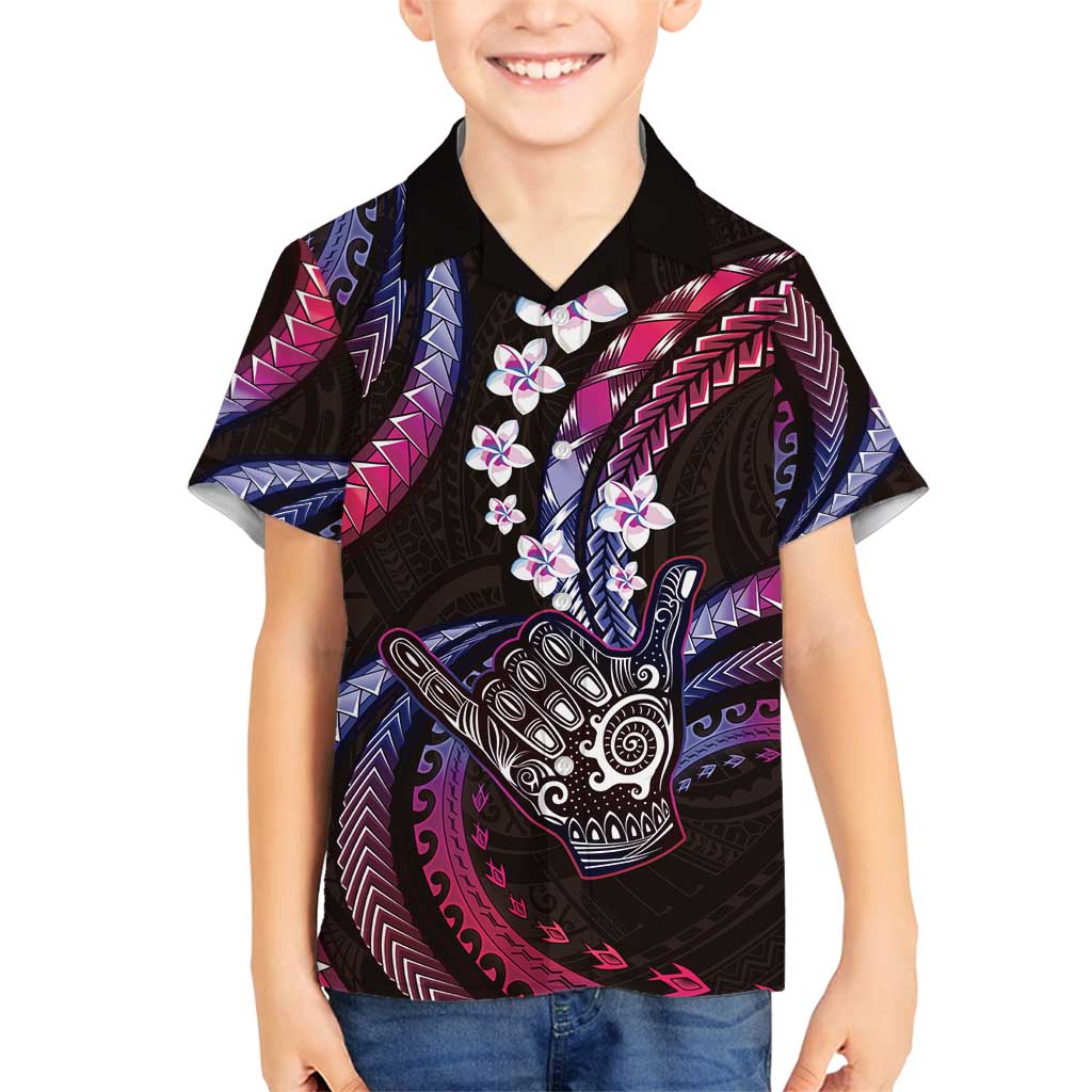 Hawaii Shaka Sign Family Matching Long Sleeve Bodycon Dress and Hawaiian Shirt Fantastic Frangipani Sweet Vibes