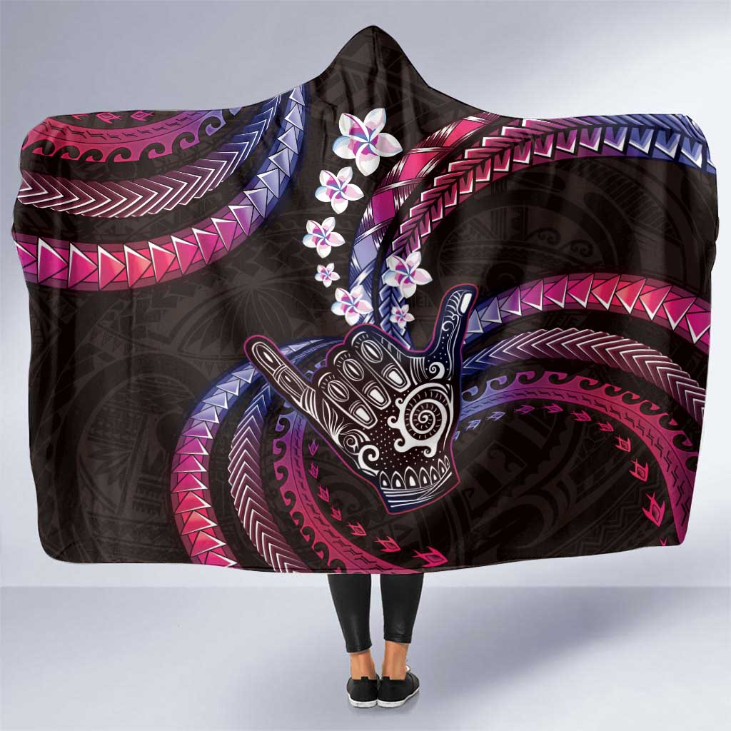 Hawaii Shaka Sign Hooded Blanket Fantastic Frangipani Sweet Vibes LT01 One Size Pink - Polynesian Pride
