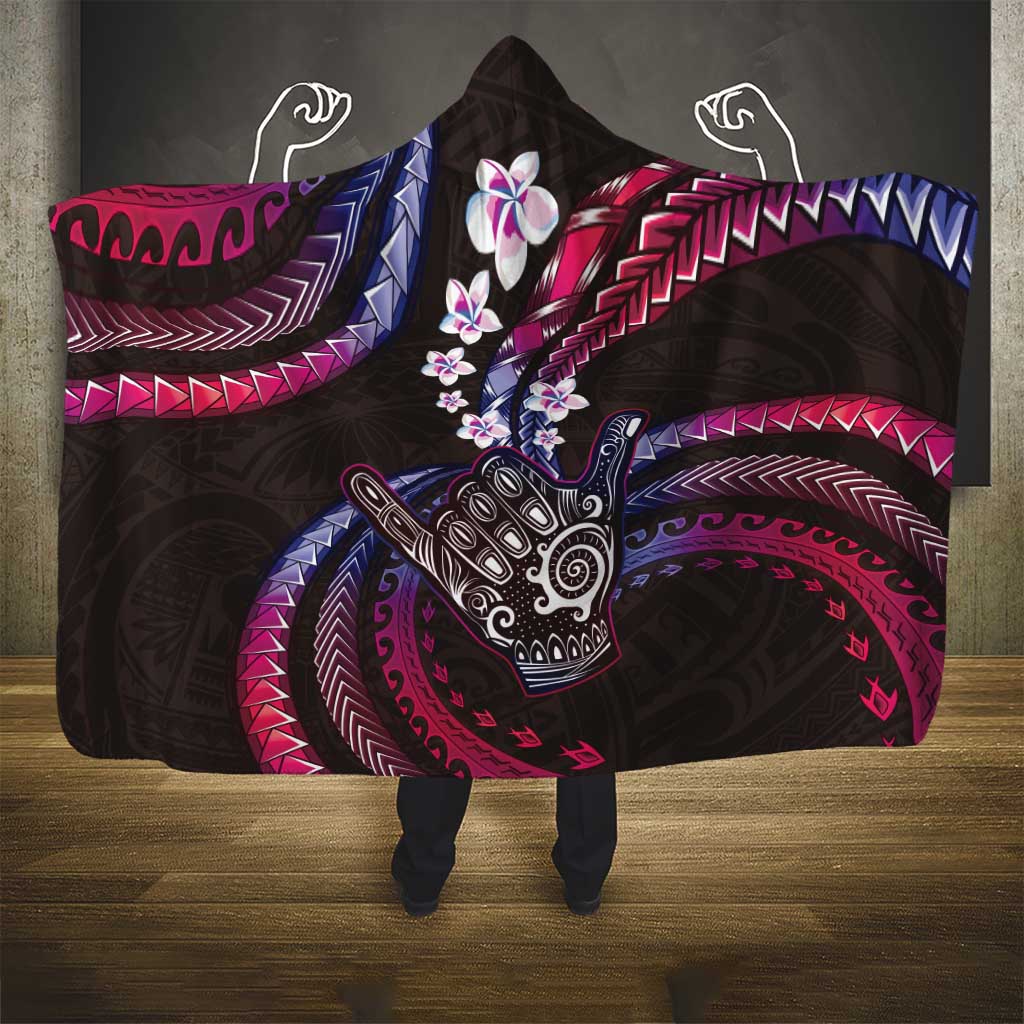 Hawaii Shaka Sign Hooded Blanket Fantastic Frangipani Sweet Vibes LT01 - Polynesian Pride