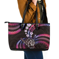 Hawaii Shaka Sign Leather Tote Bag Fantastic Frangipani Sweet Vibes