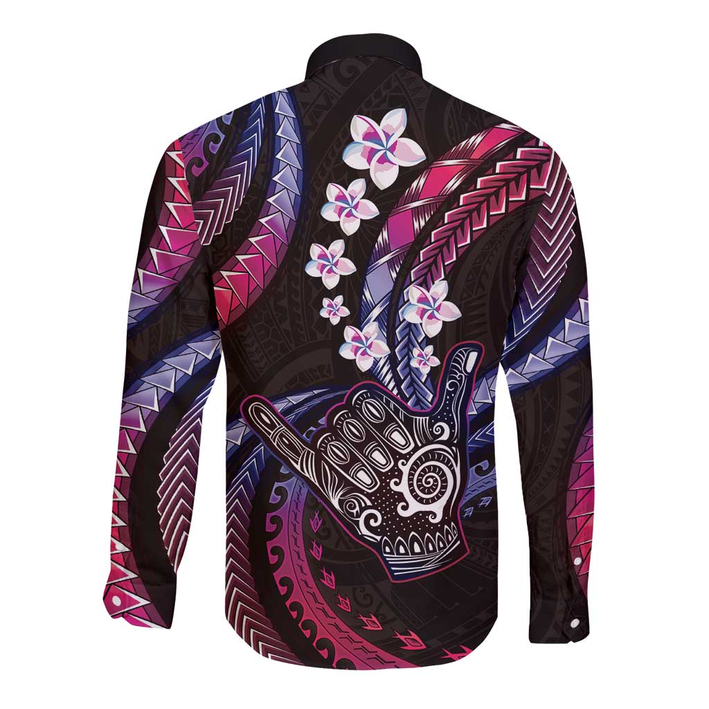 Hawaii Shaka Sign Long Sleeve Button Shirt Fantastic Frangipani Sweet Vibes LT01 - Polynesian Pride