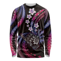 Hawaii Shaka Sign Long Sleeve Shirt Fantastic Frangipani Sweet Vibes LT01 Unisex Pink - Polynesian Pride