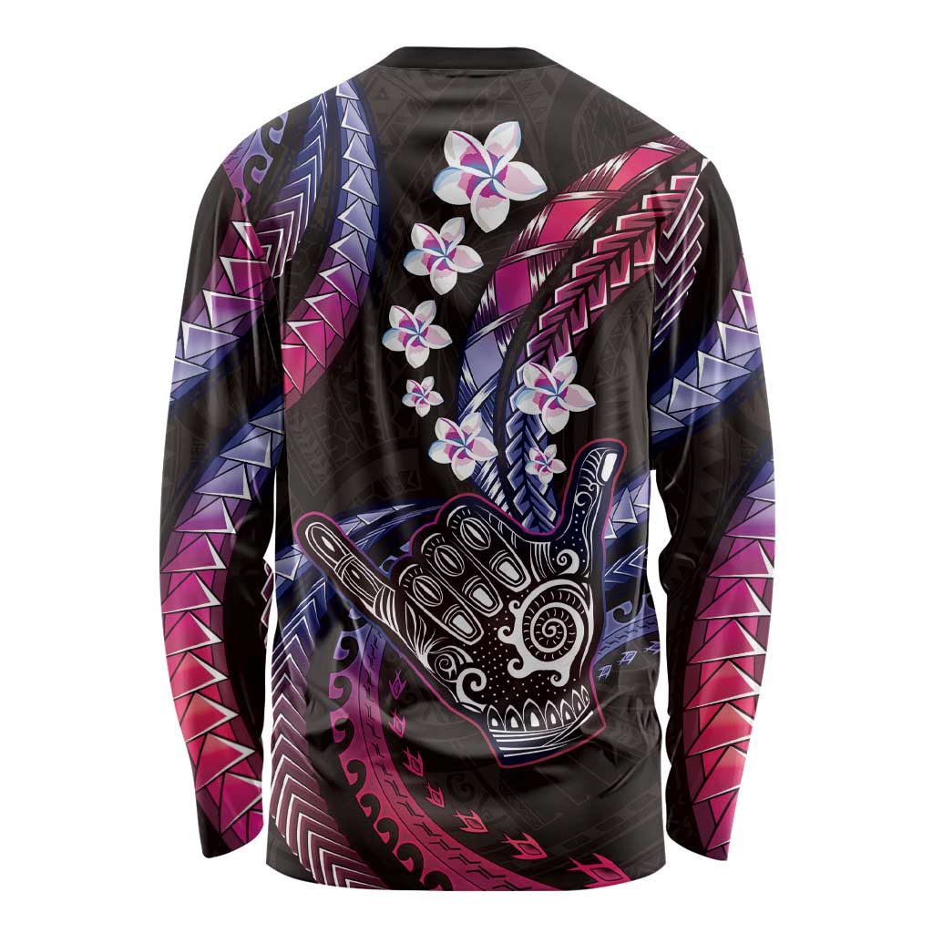Hawaii Shaka Sign Long Sleeve Shirt Fantastic Frangipani Sweet Vibes LT01 - Polynesian Pride