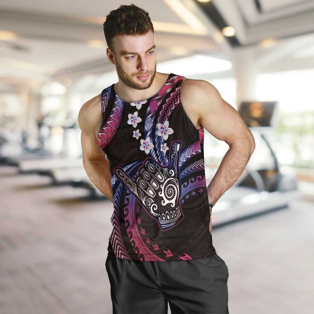 Hawaii Shaka Sign Men Tank Top Fantastic Frangipani Sweet Vibes LT01 Pink - Polynesian Pride