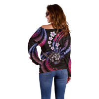 Hawaii Shaka Sign Off Shoulder Sweater Fantastic Frangipani Sweet Vibes