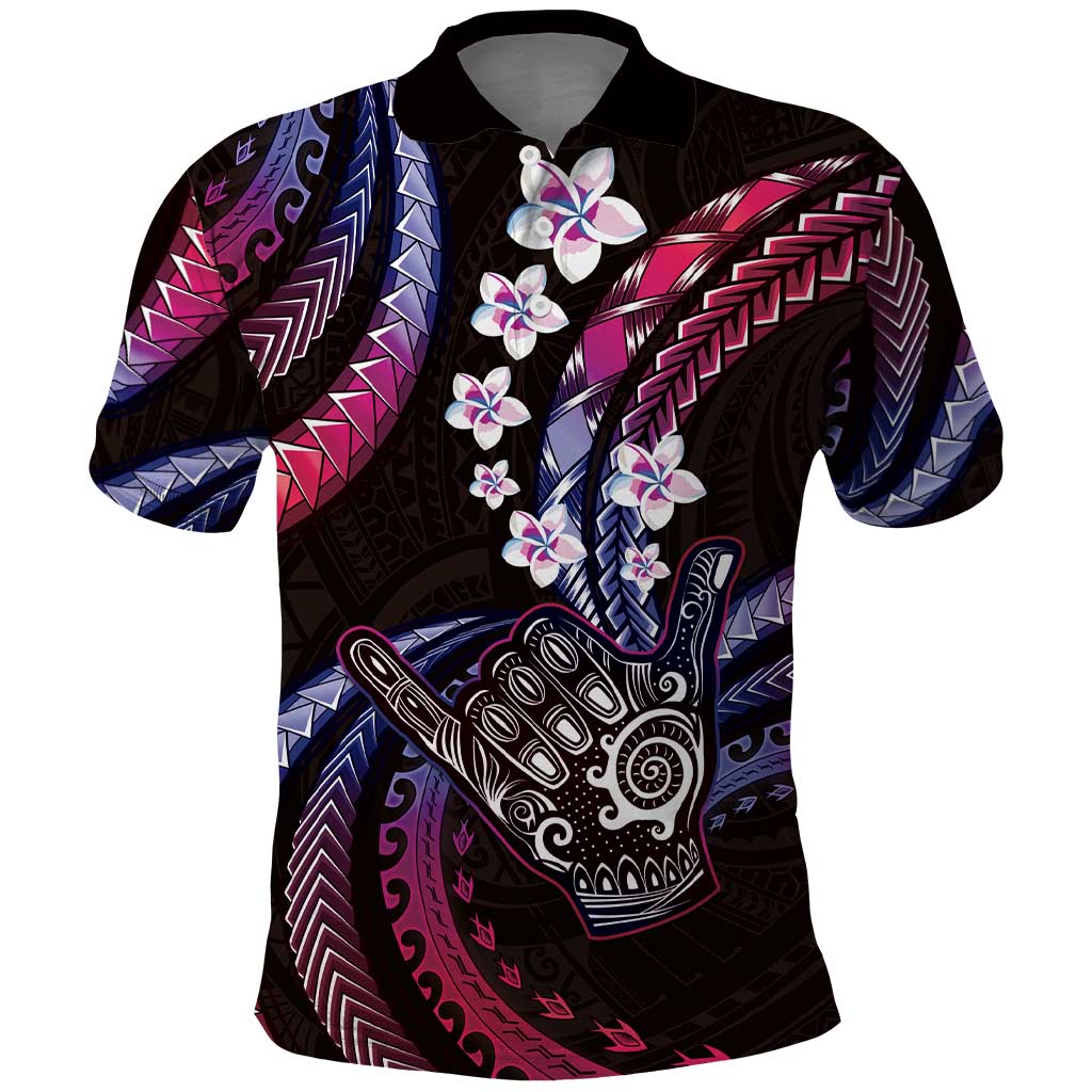 Hawaii Shaka Sign Polo Shirt Fantastic Frangipani Sweet Vibes