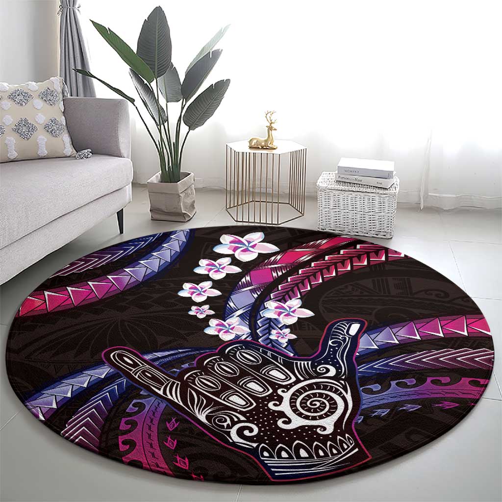 Hawaii Shaka Sign Round Carpet Fantastic Frangipani Sweet Vibes