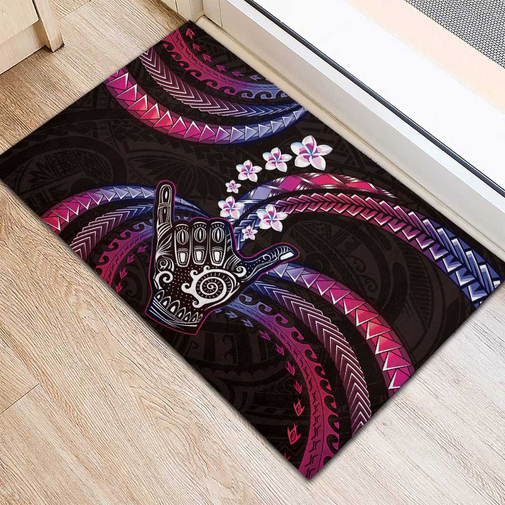 Hawaii Shaka Sign Rubber Doormat Fantastic Frangipani Sweet Vibes LT01 - Polynesian Pride