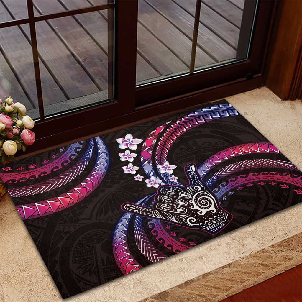 Hawaii Shaka Sign Rubber Doormat Fantastic Frangipani Sweet Vibes LT01 - Polynesian Pride