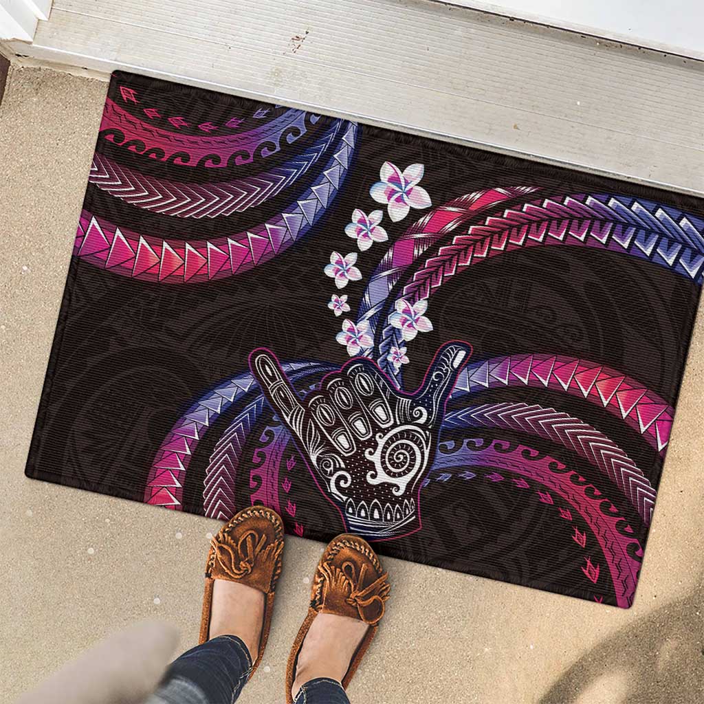 Hawaii Shaka Sign Rubber Doormat Fantastic Frangipani Sweet Vibes LT01 - Polynesian Pride