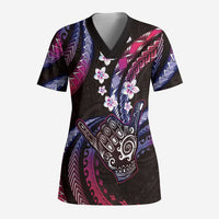 Hawaii Shaka Sign Scrub Top Fantastic Frangipani Sweet Vibes - Polynesian Pride