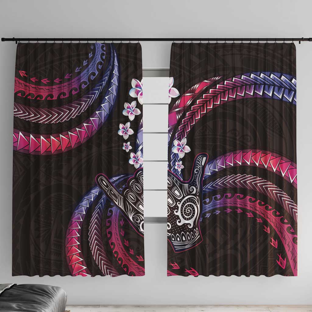 Hawaii Shaka Sign Window Curtain Fantastic Frangipani Sweet Vibes LT01 With Hooks Pink - Polynesian Pride