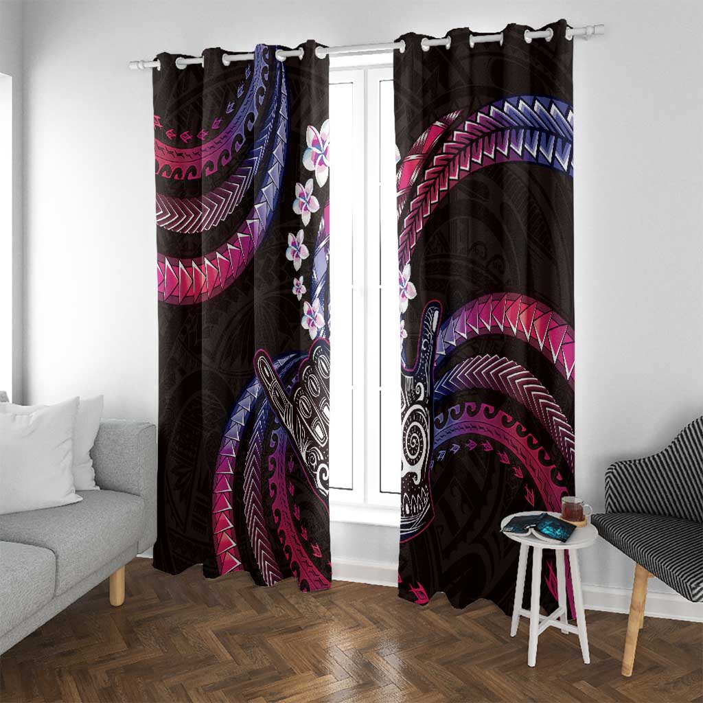 Hawaii Shaka Sign Window Curtain Fantastic Frangipani Sweet Vibes LT01 With Grommets Pink - Polynesian Pride