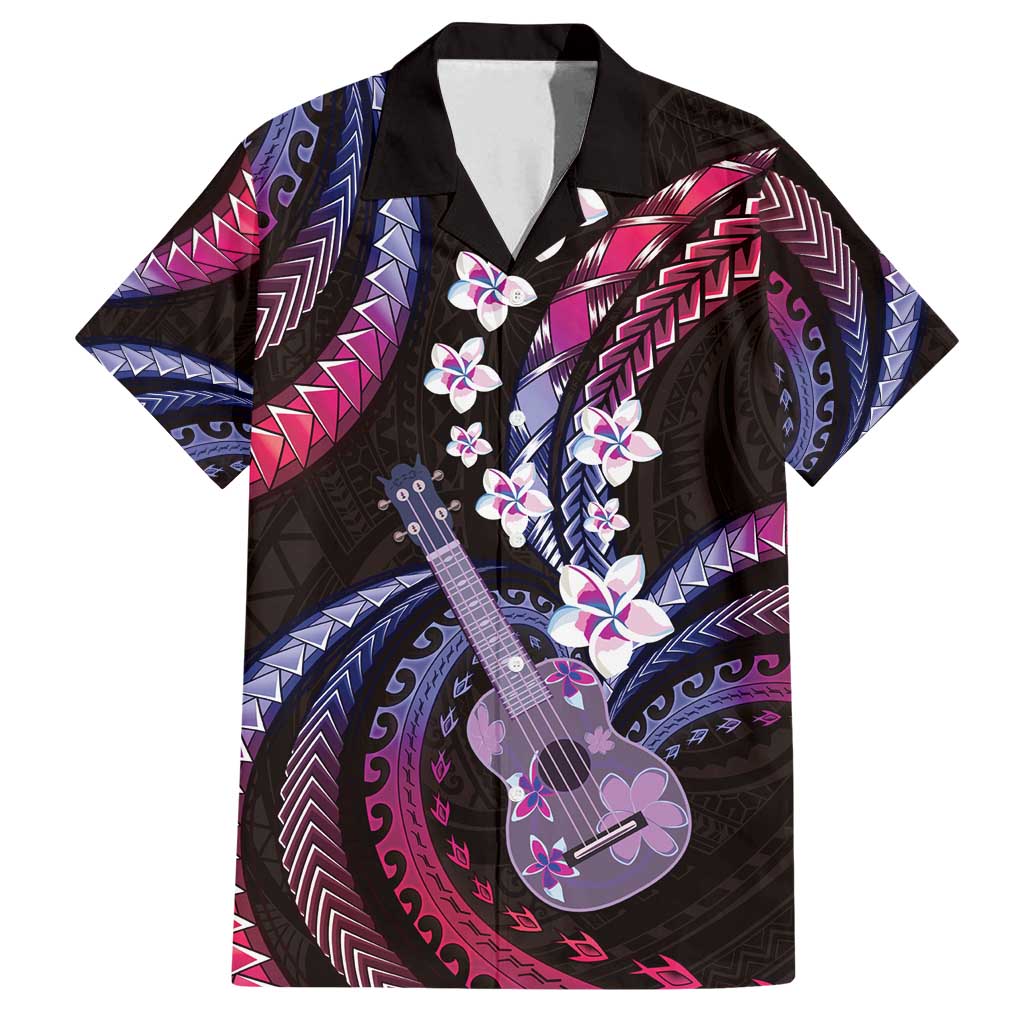 Hawaiian Ukulele Family Matching Long Sleeve Bodycon Dress and Hawaiian Shirt Sweet Dream Fantastic Plumeria