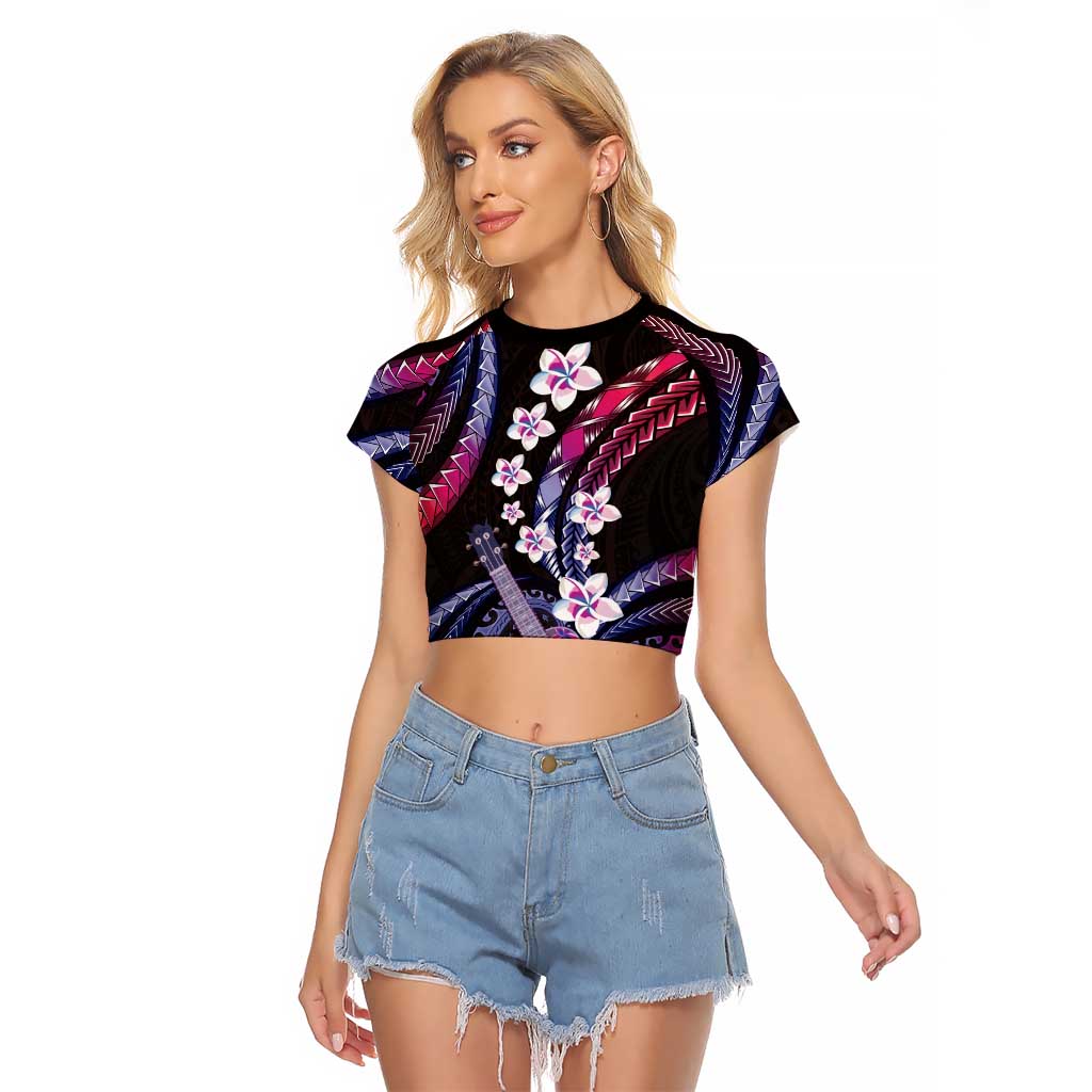 Hawaiian Ukulele Raglan Cropped T Shirt Sweet Dream Fantastic Plumeria