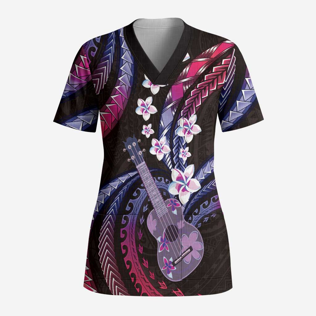 Hawaiian Ukulele Scrub Top Sweet Dream Fantastic Plumeria - Polynesian Pride