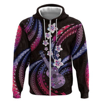Hawaiian Ukulele Zip Hoodie Sweet Dream Fantastic Plumeria