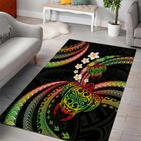 Hawaii Turtles Plumeria Area Rug Reggae Polynesian Pattern