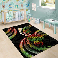 Hawaii Turtles Plumeria Area Rug Reggae Polynesian Pattern