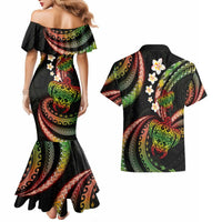 Hawaii Turtles Plumeria Couples Matching Mermaid Dress and Hawaiian Shirt Reggae Polynesian Pattern LT01 - Polynesian Pride
