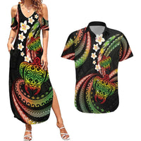 Hawaii Turtles Plumeria Couples Matching Summer Maxi Dress and Hawaiian Shirt Reggae Polynesian Pattern LT01 Reggae - Polynesian Pride
