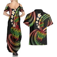 Hawaii Turtles Plumeria Couples Matching Summer Maxi Dress and Hawaiian Shirt Reggae Polynesian Pattern LT01 - Polynesian Pride