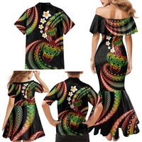 Hawaii Turtles Plumeria Family Matching Mermaid Dress and Hawaiian Shirt Reggae Polynesian Pattern