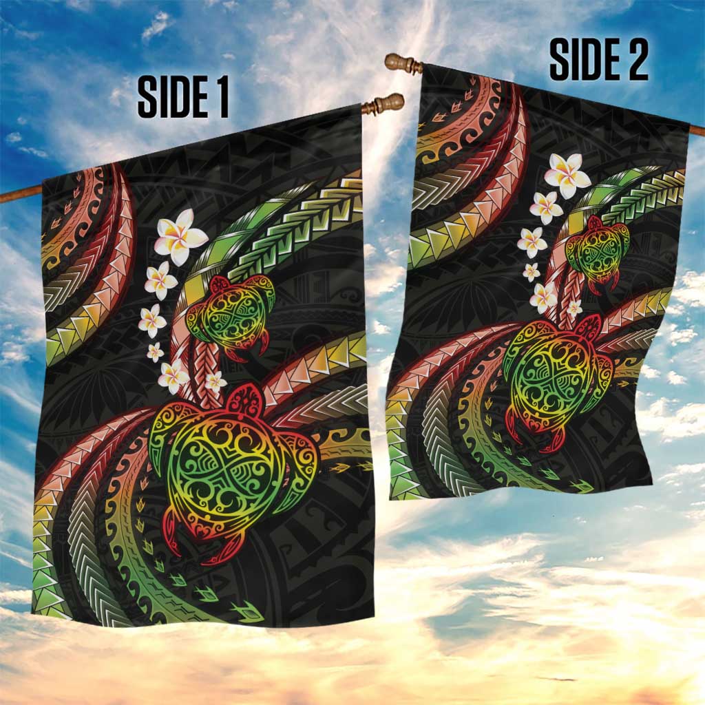Hawaii Turtles Plumeria Garden Flag Reggae Polynesian Pattern