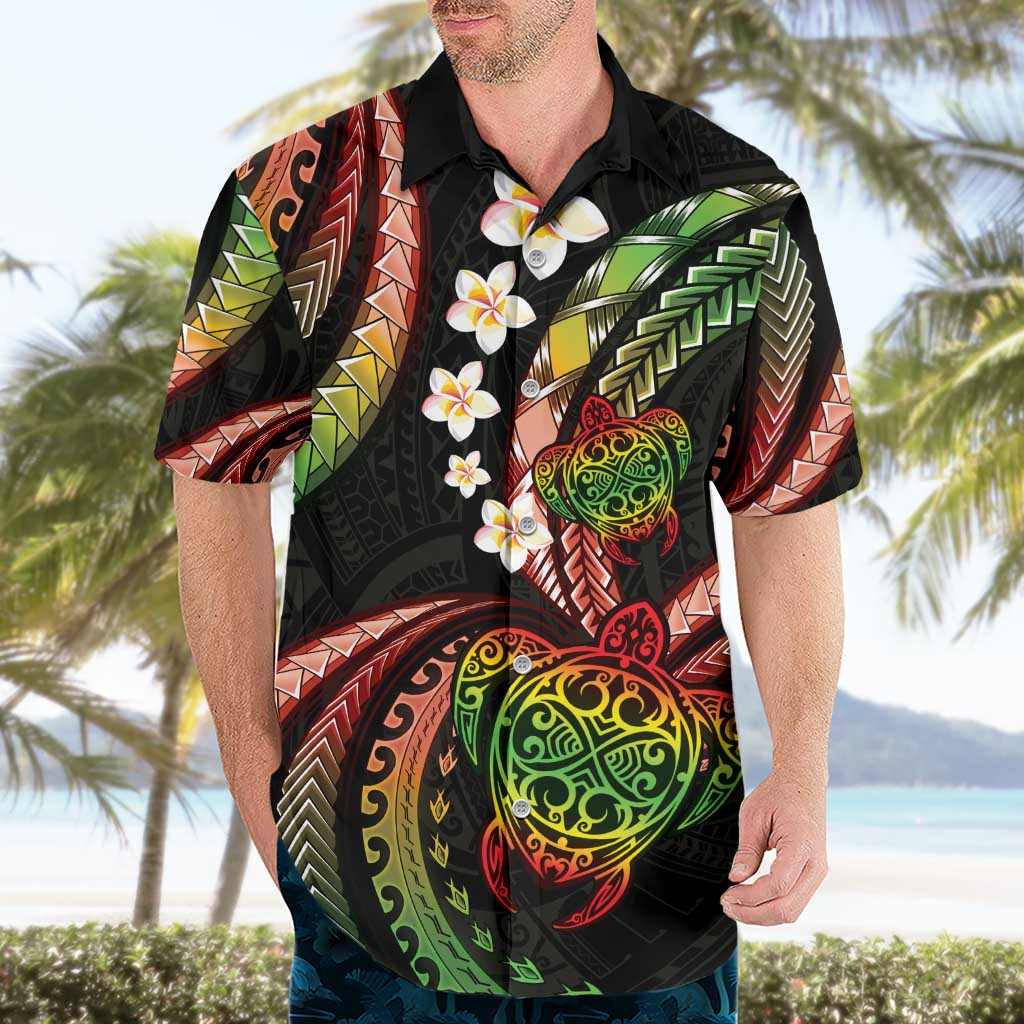 Hawaii Turtles Plumeria Hawaiian Shirt Reggae Polynesian Pattern LT01 - Polynesian Pride