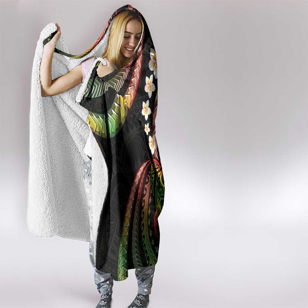 Hawaii Turtles Plumeria Hooded Blanket Reggae Polynesian Pattern LT01 - Polynesian Pride